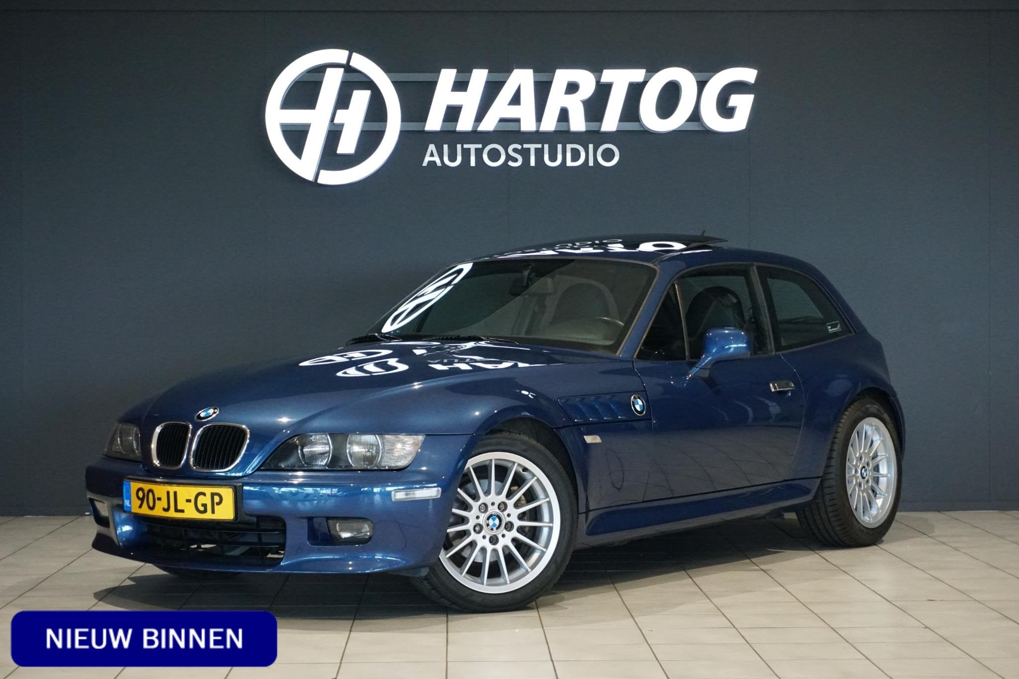BMW Z3 Coupé 2.8 193PK *TOPASBLAU* + PANORAMA / AFN. TREKHA, Auto's, Achterwielaandrijving, Gebruikt, Zwart, Blauw