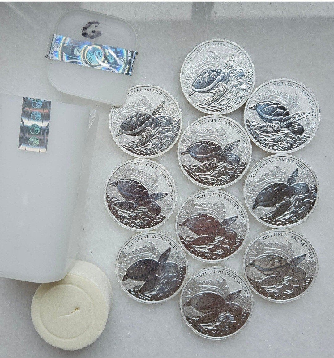monsterbox 100 x 2 ounce great barrier reef 2021, Ophalen of Verzenden, Zilver