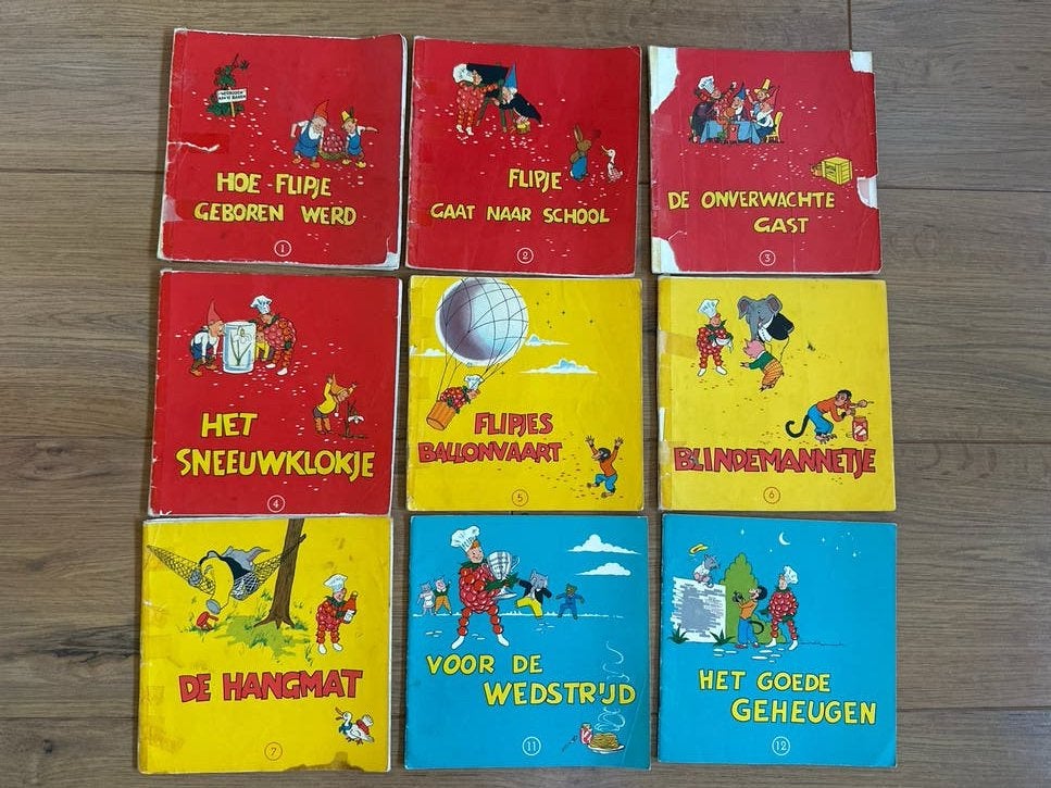 9 Flipje Tiel stripboeken - Vintage kinderboeken, Boeken, Ophalen of Verzenden, Gelezen, Sprookjes