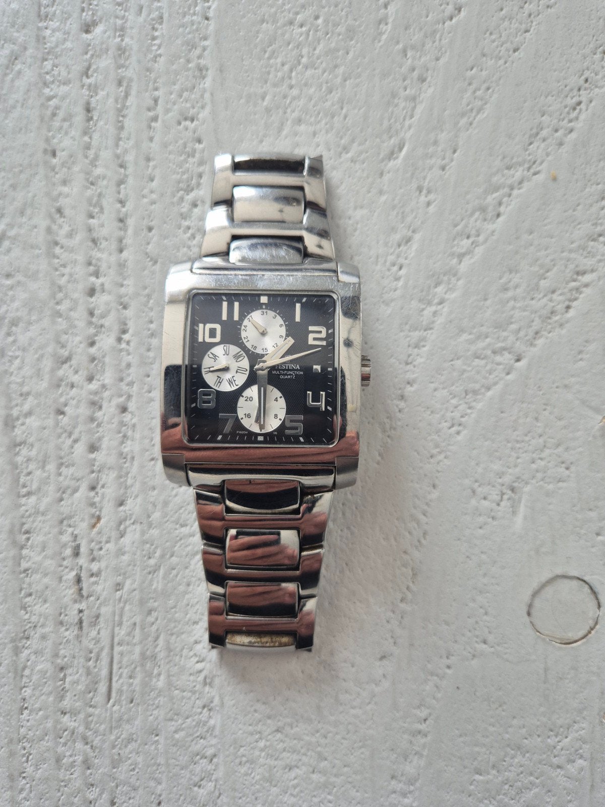 Festina Heren Horloge Staal Zwart Wijzerplaat, Overige merken, Staal, Staal, Polshorloge