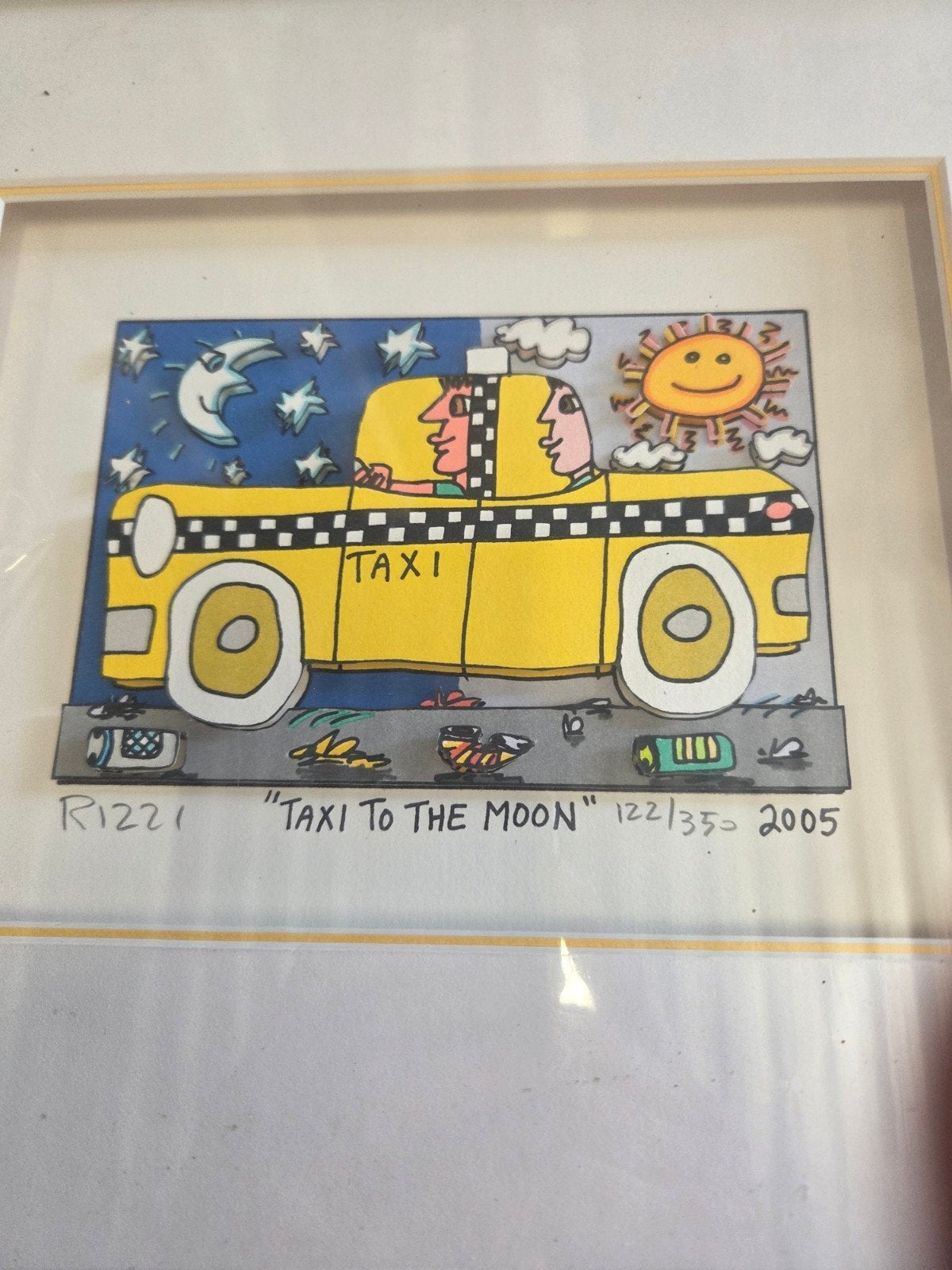 James Rizzi - Taxi to the Moon (2005) - 3D Kunstwerk, Ophalen of Verzenden