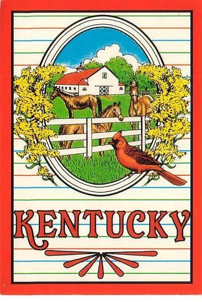 Ansichtkaart	Kentucky, USA	Bluegrass State, Verzenden, 1980 tot heden, Gelopen, Buiten Europa