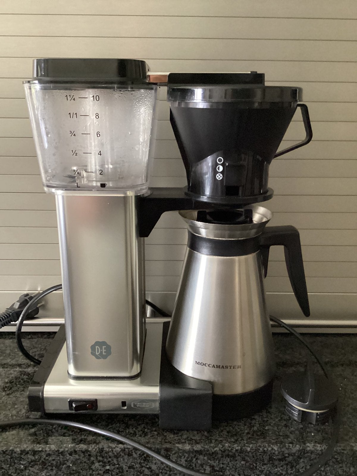DE Moccamaster met Thermoskan in goed werkrnde staat, Witgoed en Apparatuur, Koffiezetapparaten, Ophalen of Verzenden, Zo goed als nieuw