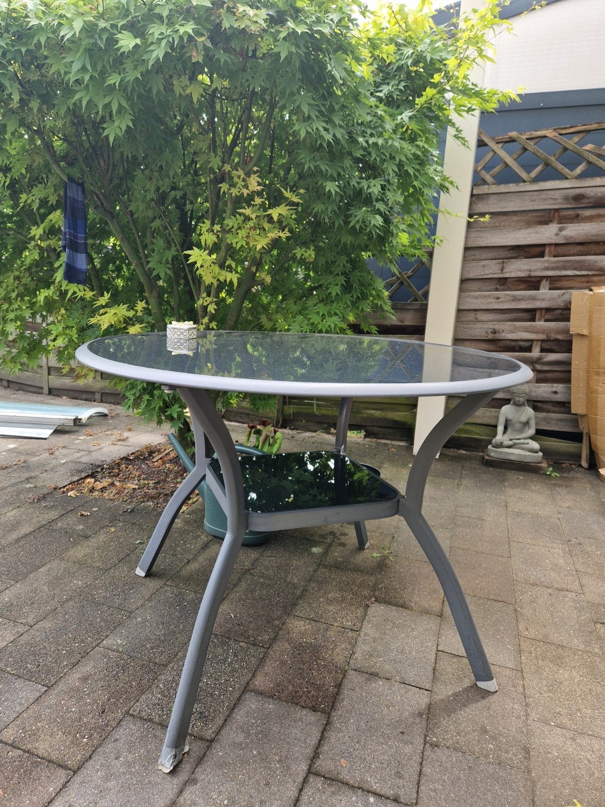 ronde tuintafel, Tuin en Terras, Tuintafels, Ophalen, Zo goed als nieuw, Rond, Kunststof