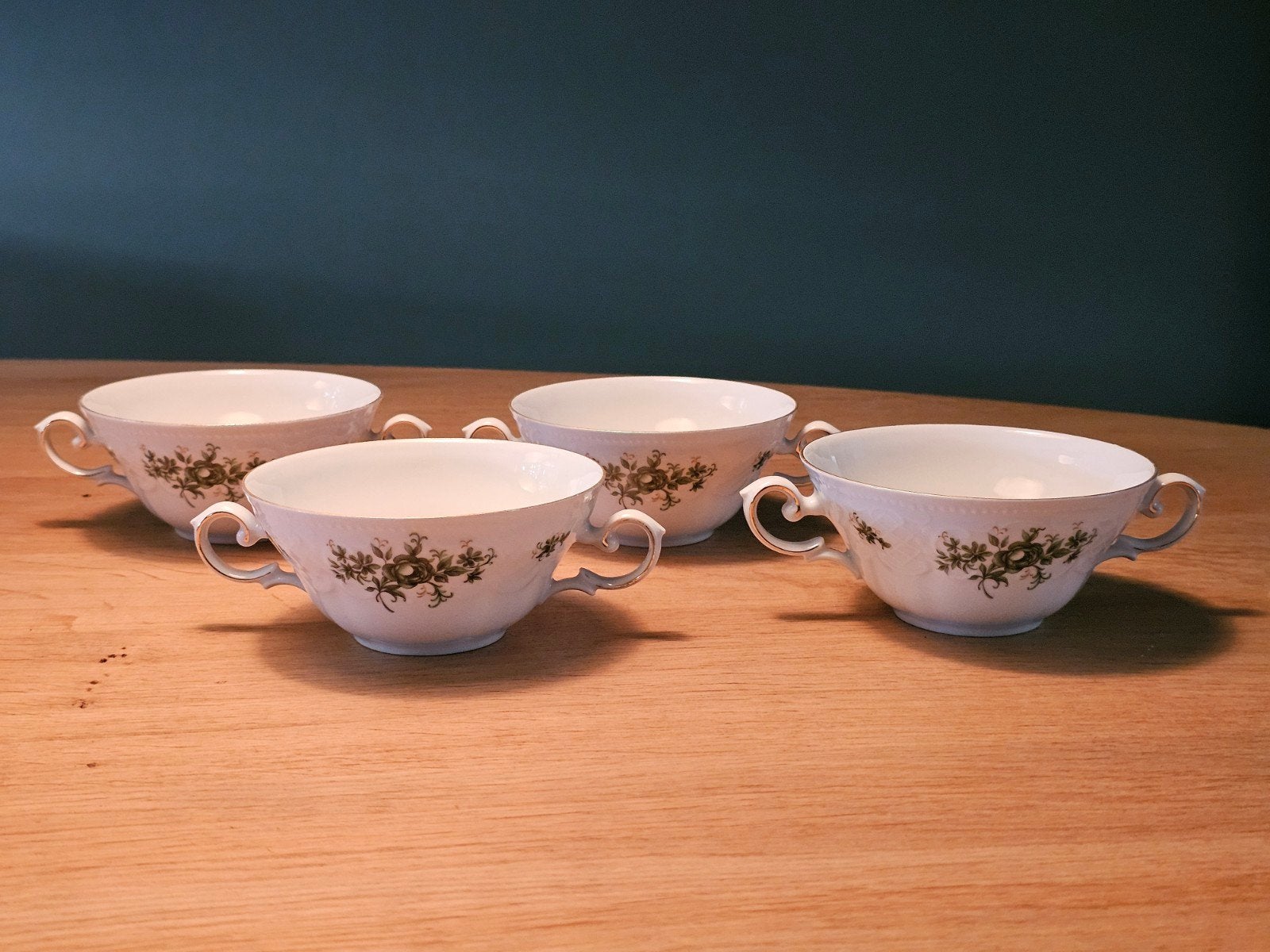 Vintage Seltmann Weiden Wien soepkommen – Groen bloemdecor, Ophalen of Verzenden