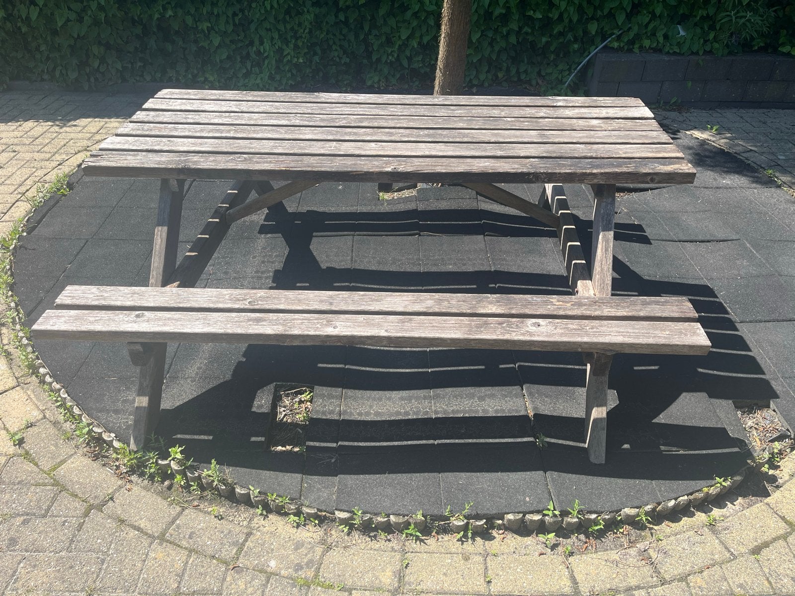 Robuuste houten picknicktafel voor buiten, Ophalen, Gebruikt, Rechthoekig, Hout