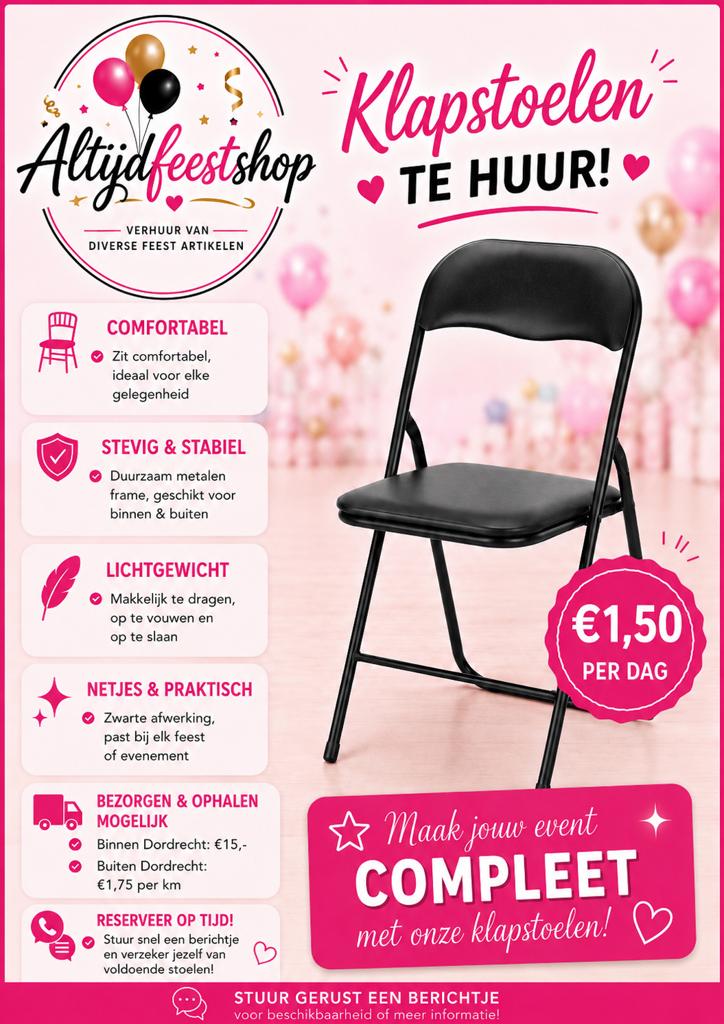 Klapstoelen te huur, Ophalen, Zo goed als nieuw, Overige