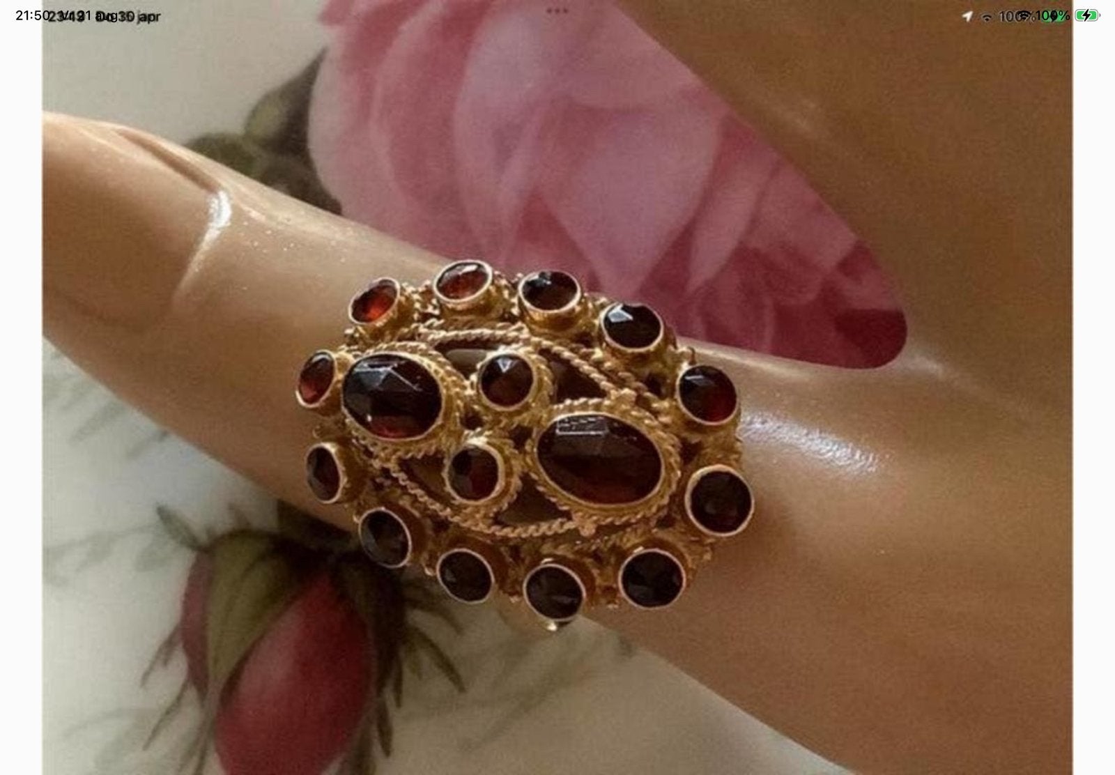 Prachtige antieke Gouden ring edelstenen Granaten 14 k goud, Sieraden, Tassen en Uiterlijk, Ringen, Verzenden, Zo goed als nieuw