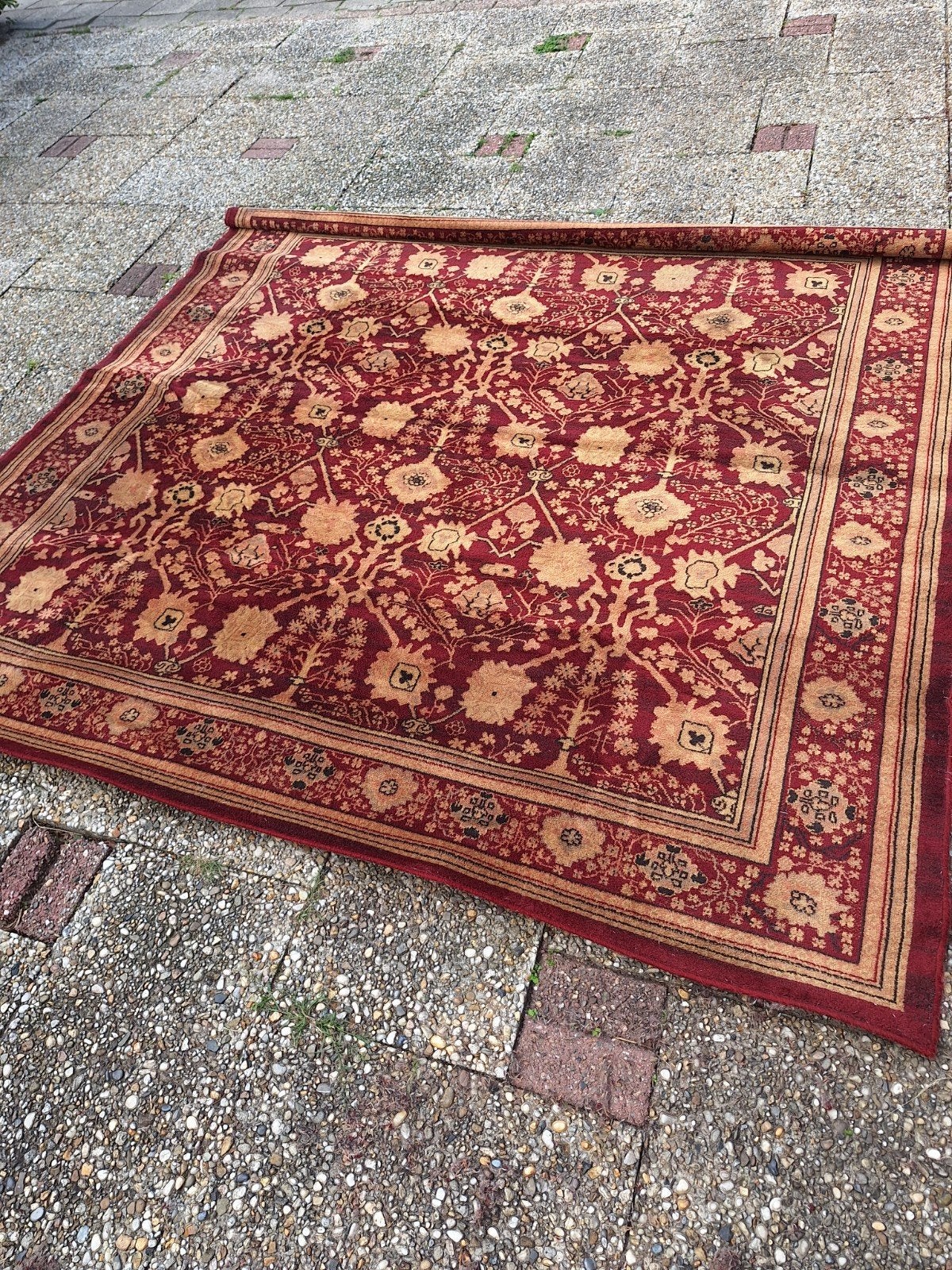 Prachtig rood 220x 250 cm  tapijt perzies met gouden patrone, Ophalen, Gebruikt, Rood, 200 cm of meer