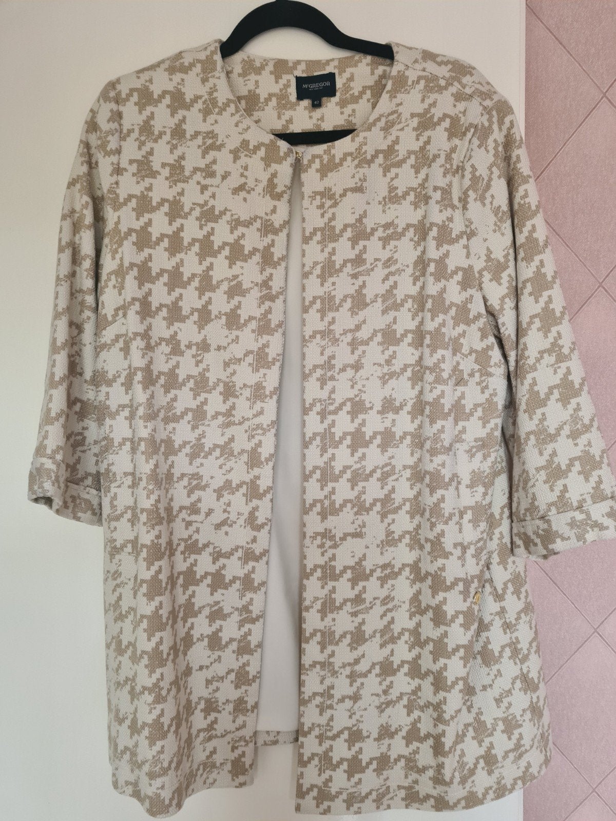 McGregor jasje maat 42, beige/wit pied-de-poule, Kleding | Dames, McGregor, Beige, Maat 42/44 (L), Ophalen of Verzenden