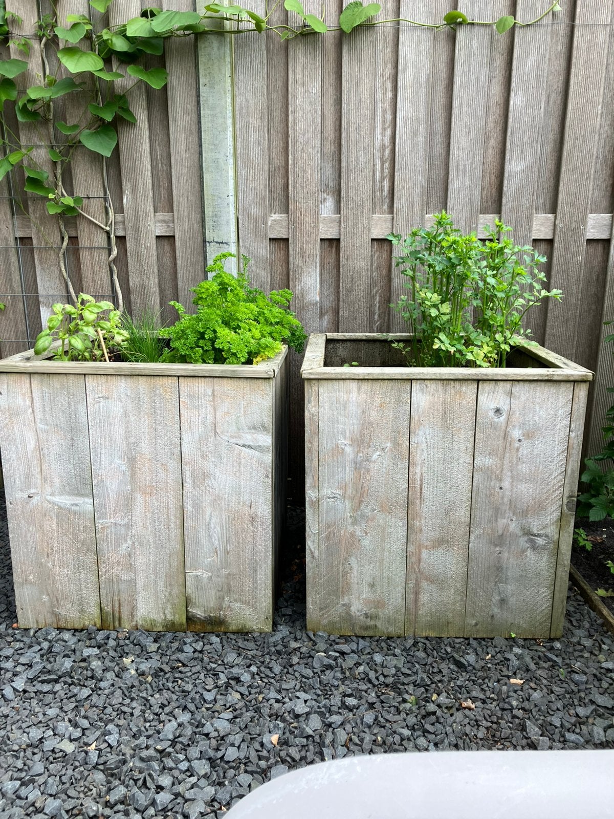2 plantenbakken steigerhout 30 euro, Tuin en Terras, Bloembakken en Plantenbakken, Gebruikt, Vierkant, Ophalen of Verzenden, 60 tot 100 cm