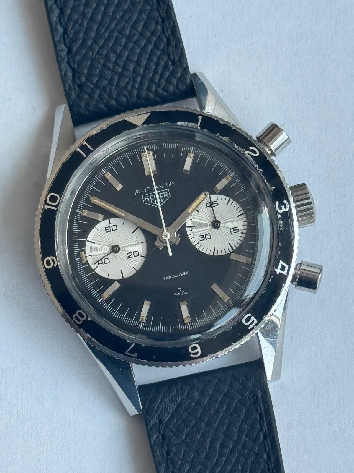 Horloge Heuer Autavia Mario Andretti 1967- valjoux 92, Ophalen of Verzenden, Staal, Overige merken, 1960 of later