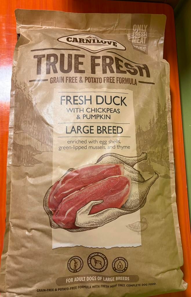 Carnilove True Fresh Duck grain free  large breed 11,4 kg, Ophalen, Hond