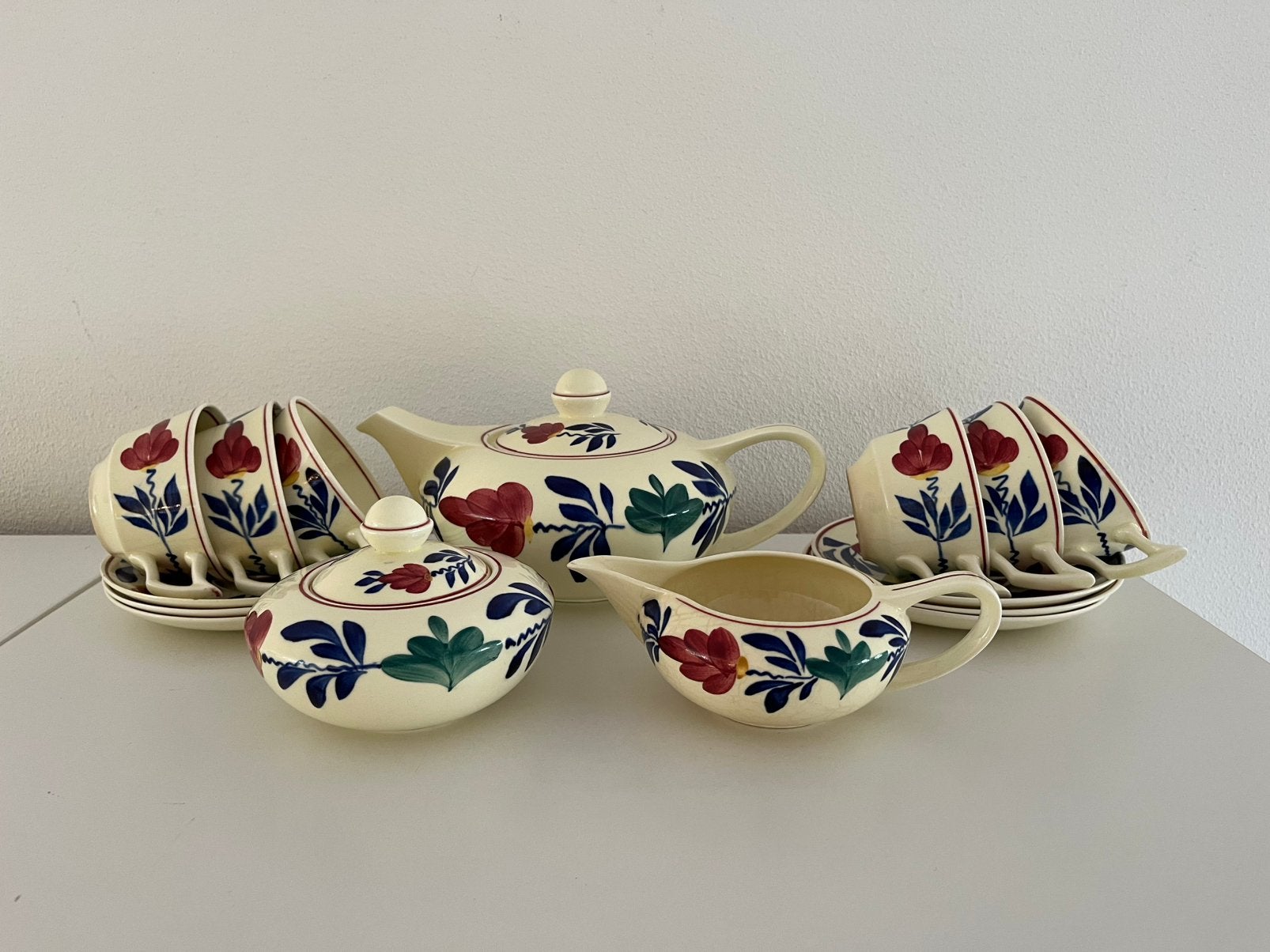 Oud boerenbont 483 servies art deco Petrus Regout, Ophalen of Verzenden