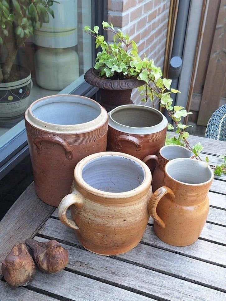 Grespotten Antiek Brocante Gres Greskannen Frankrijk Oud, Ophalen of Verzenden, Rond, Metaal, Minder dan 30 cm