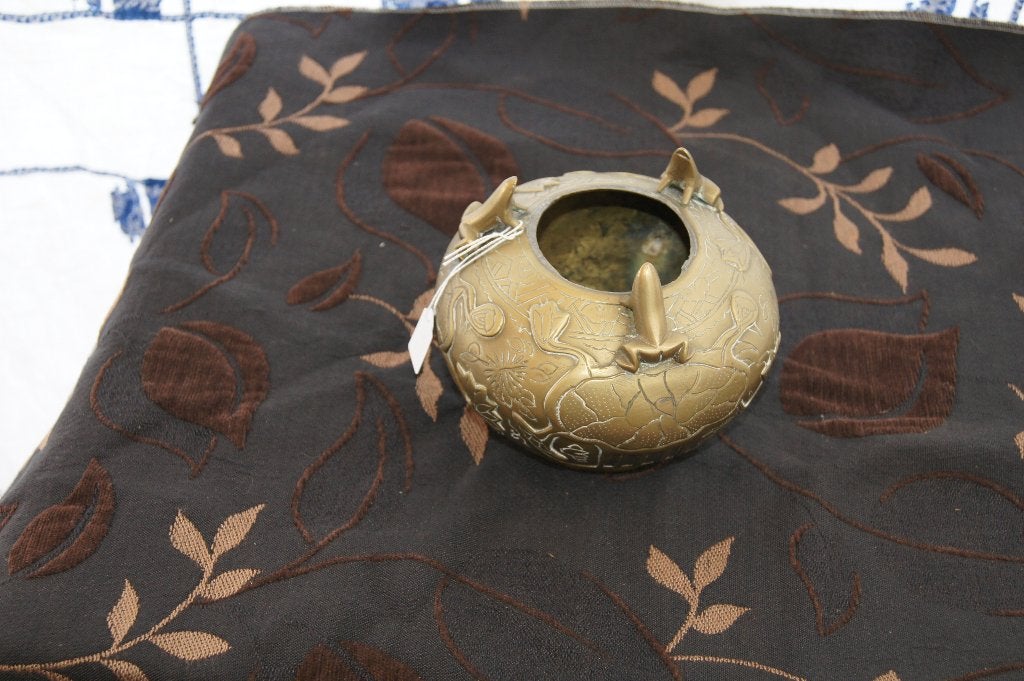 Antieke bronzen wierookbrander met gedetailleerde gravures, Ophalen of Verzenden