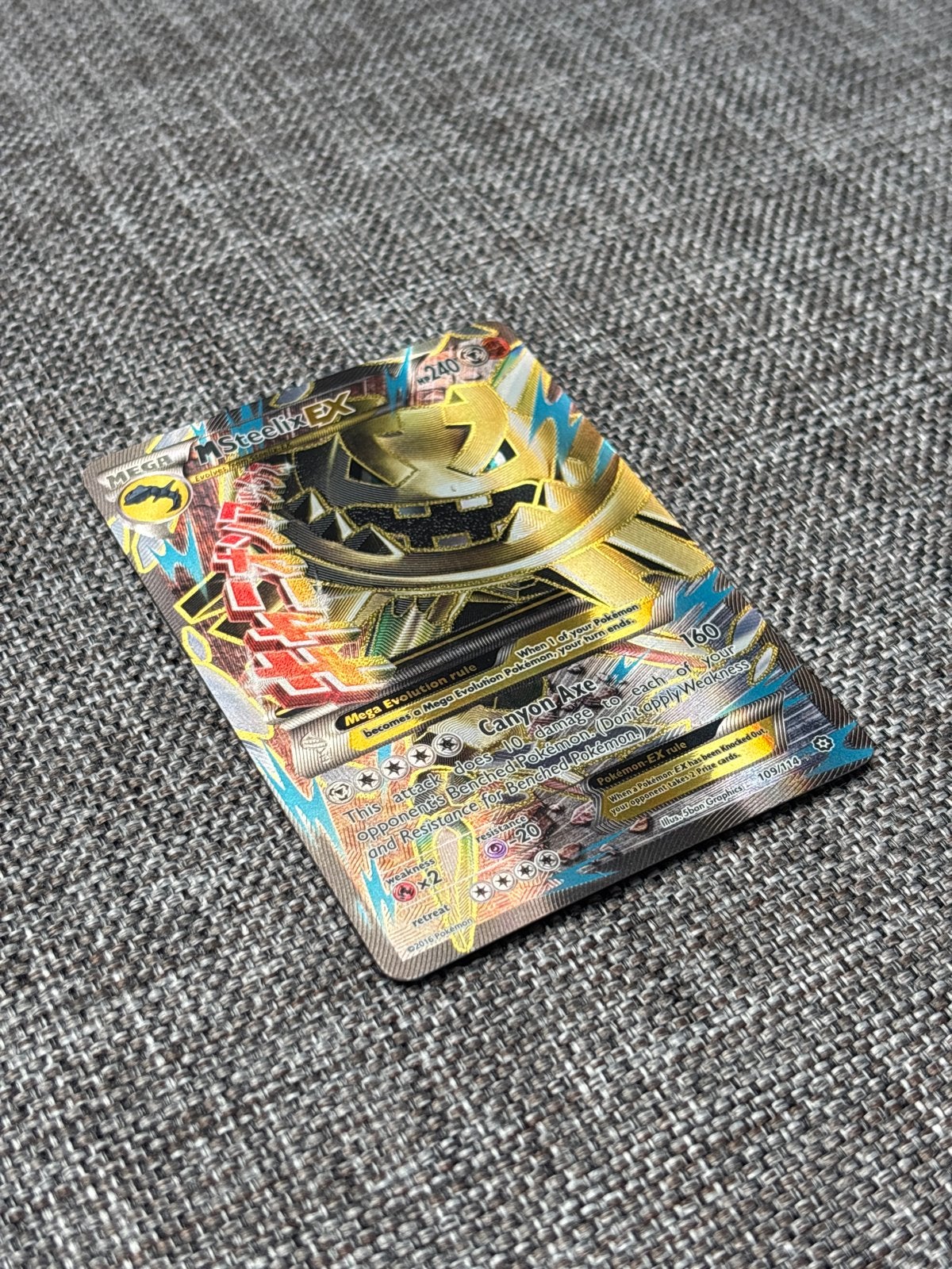 Mega Steelix EX Pokémon kaart (Foil), Hobby en Vrije tijd, Verzamelkaartspellen | Pokémon, Zo goed als nieuw, Losse kaart, Foil