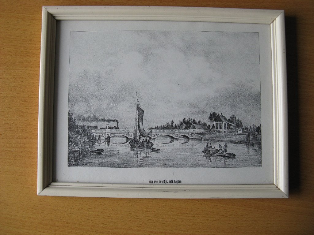 Brug over den Rijn, nabij Leijden, Ophalen of Verzenden, Zo goed als nieuw, Minder dan 50 cm, Schilderij