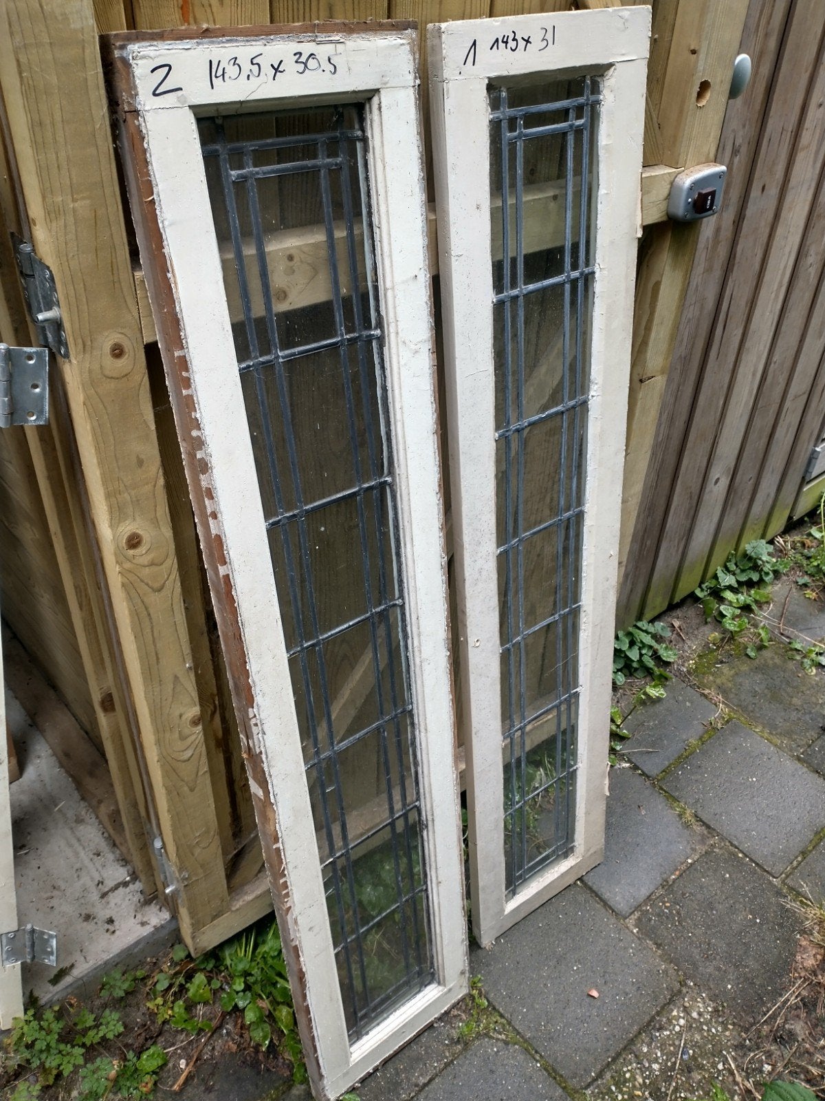 Glas in lood ramen. 6 verschillende, Ophalen, Gevelraam of Ruit, Gebruikt, Minder dan 80 cm