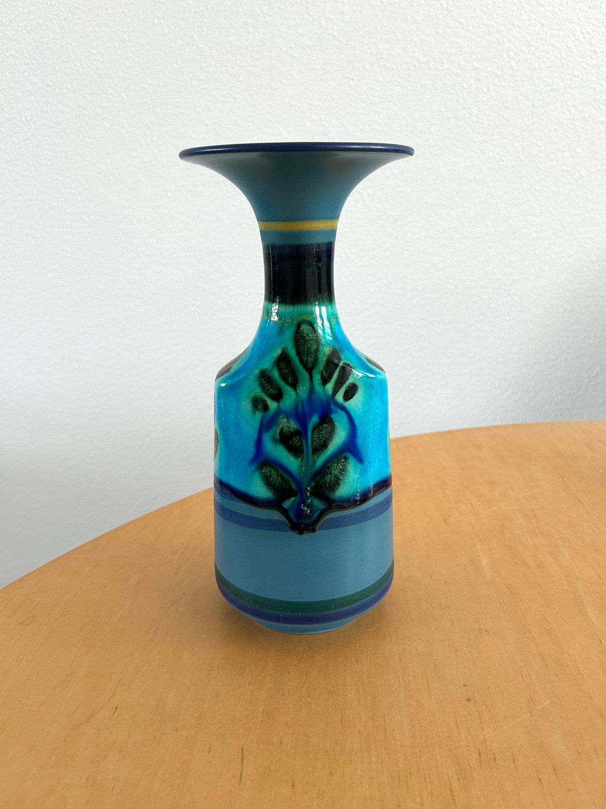 Vintage turquoise vaas Flora Faenza, Antiek en Kunst, Ophalen of Verzenden