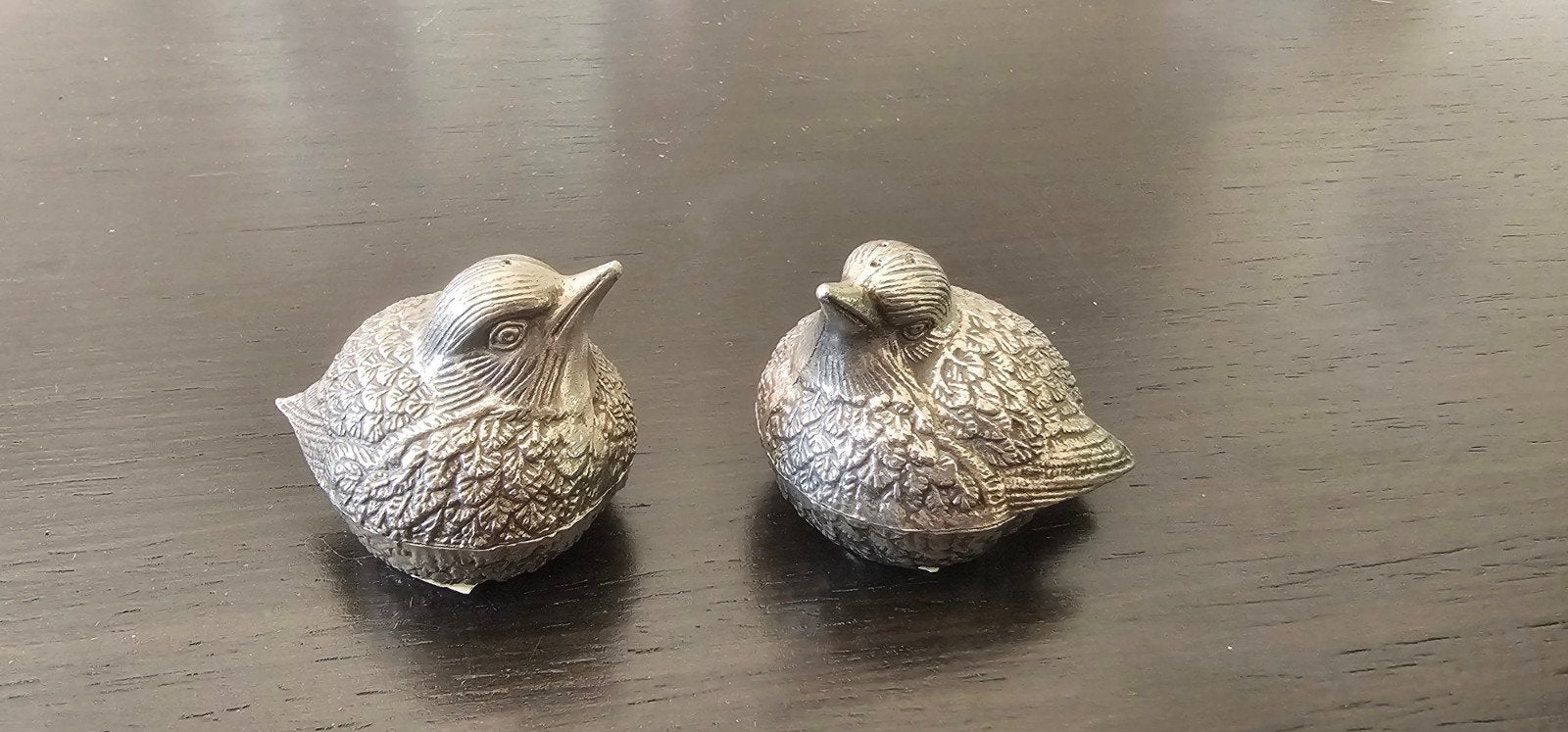 Vintage Zilverkleurige Vogel Peper- en Zoutvaatjes Set, Antiek en Kunst, Ophalen