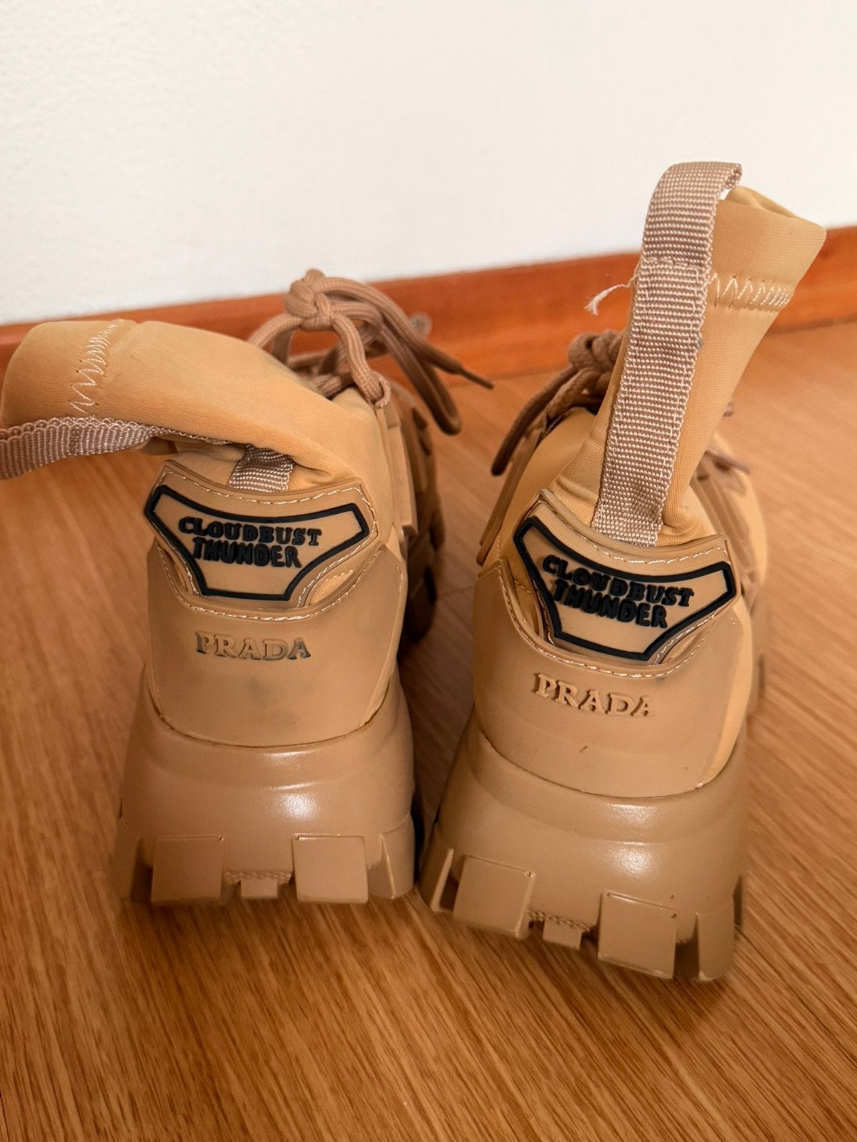 chunky prada boots khaki, Kleding | Dames, Schoenen, Verzenden, Beige, Lage of Enkellaarzen, Zo goed als nieuw
