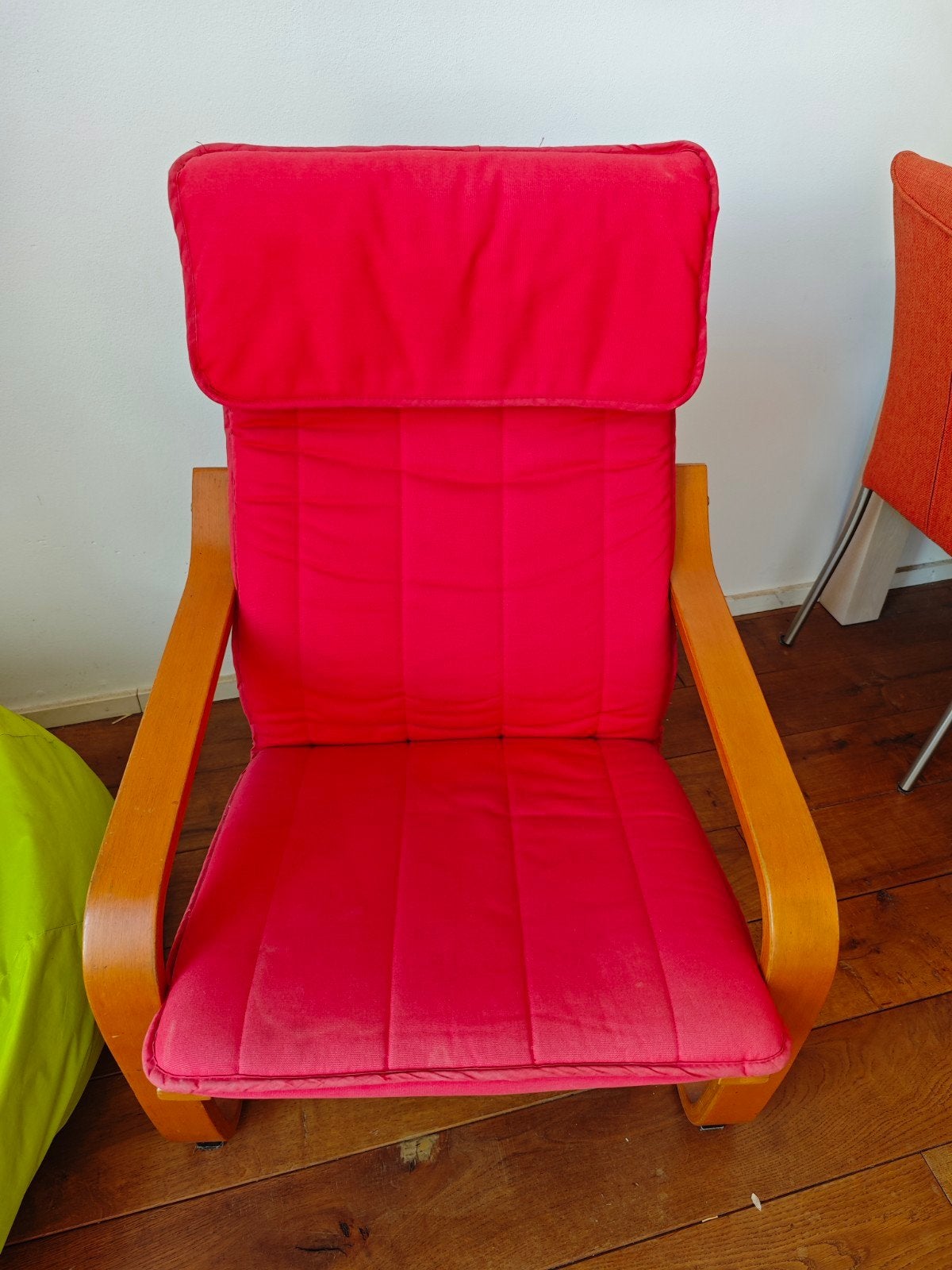 MOET NU WEG. Leunstoel Ikea, rood kussen., Ophalen, Gebruikt, 75 tot 100 cm, Stof