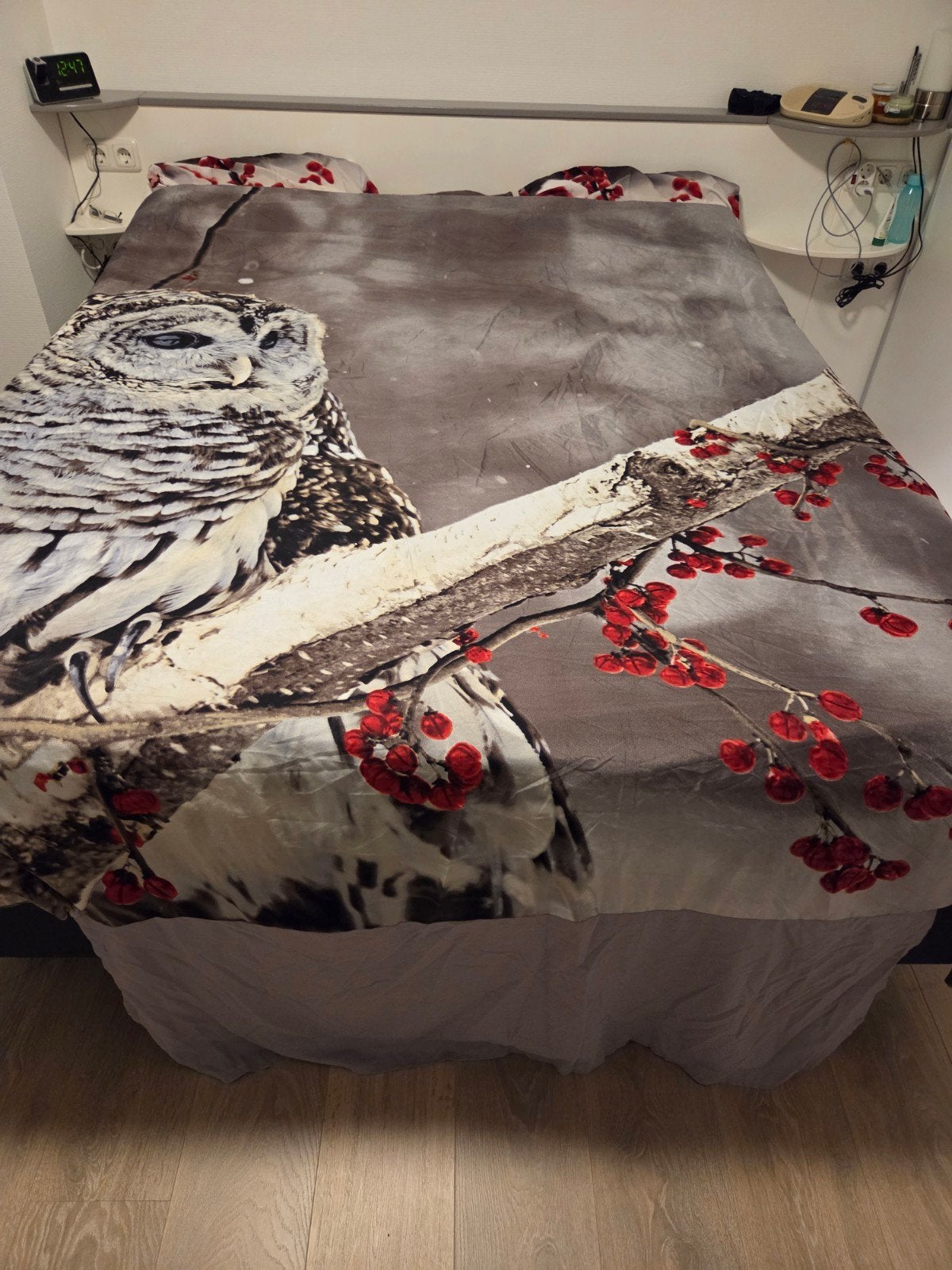 Dekbedovertrek zga Nieuw 240x220 cm met Uil Hoeslaken, Huis en Inrichting, Slaapkamer | Beddengoed, Gebruikt, Dekbedovertrek, Tweepersoons
