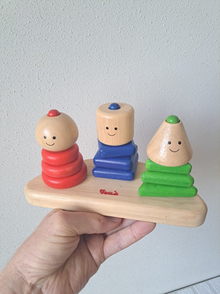Geo trio houten bouwblokken, Voilà S207, 22x9.5x11.5cm, Ophalen of Verzenden, Zo goed als nieuw