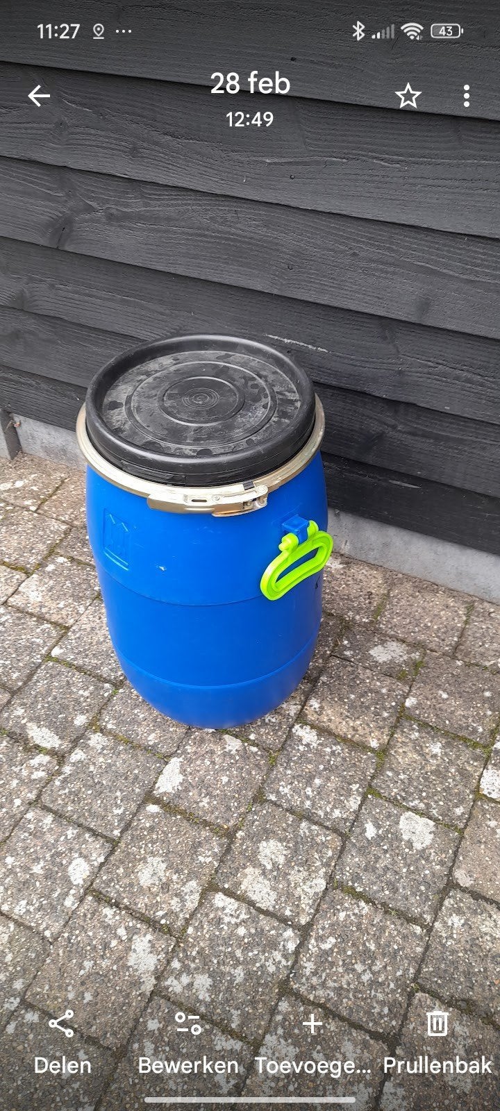 Tonnetje 30 ltr., Ophalen