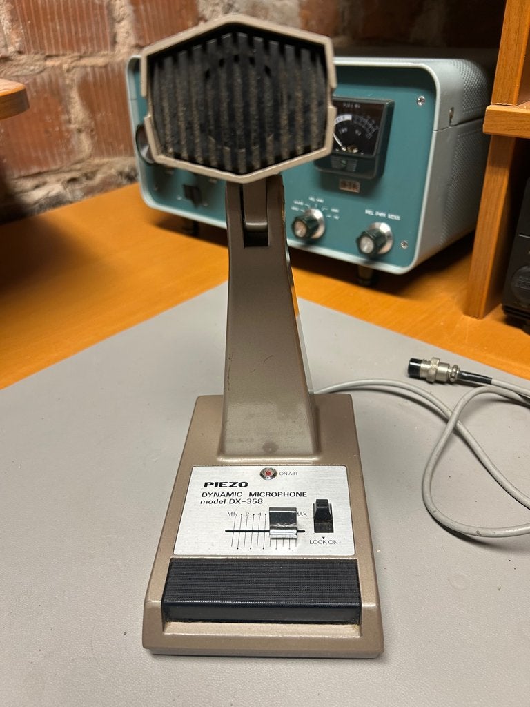 Vintage Piezo DX-358 Dynamische Microfoon, Telecommunicatie, Verzenden, Gebruikt, Zender en Ontvanger
