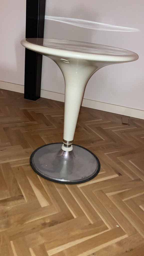 Vintage verstelbare ronde tafel, ook als bartafel, Ophalen, In hoogte verstelbaar, Gebruikt