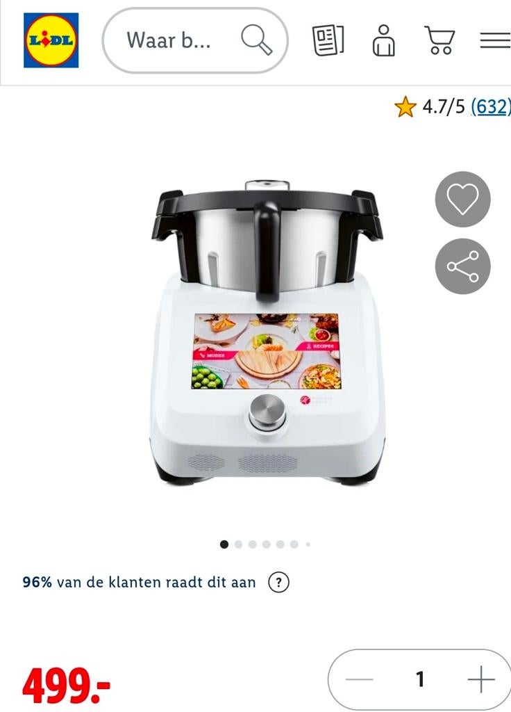 Monsieur cuisine van de Lidl, Witgoed en Apparatuur, Keukenmixers, 4 liter of meer, Ophalen of Verzenden, 3 snelheden of meer