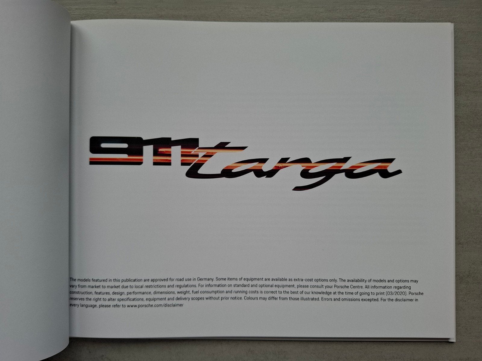 Porsche 911 Targa brochure - 2020, Boeken, Ophalen of Verzenden, Nieuw, Porsche