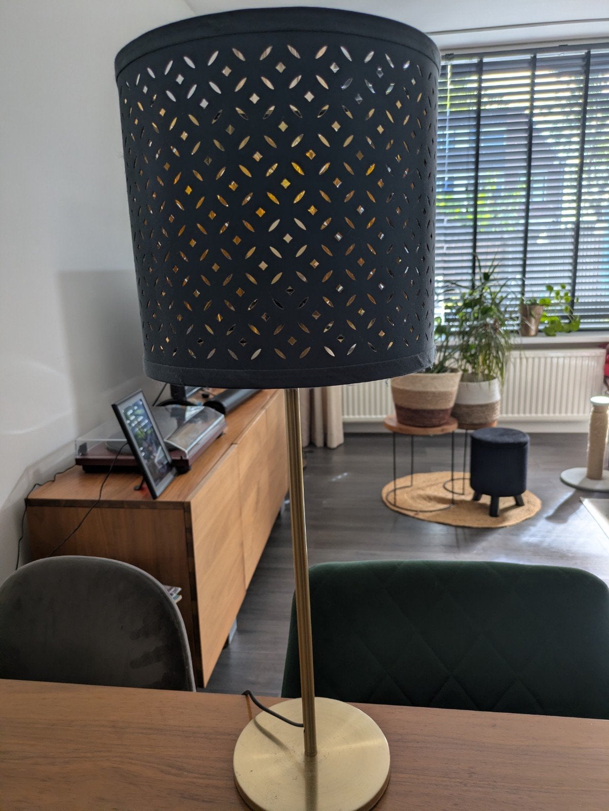 IKEA Nymö Skaftet Tafellamp Zwart Goud, Ophalen, Zwart, Zo goed als nieuw, Metaal