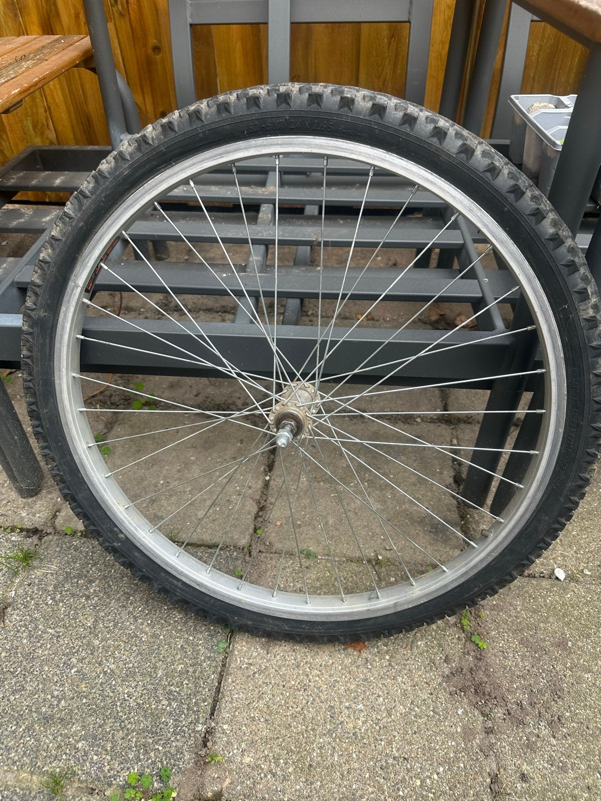 24 inch fietswiel voor en achter, Wiel, Gebruikt, Ophalen of Verzenden, Aluminium
