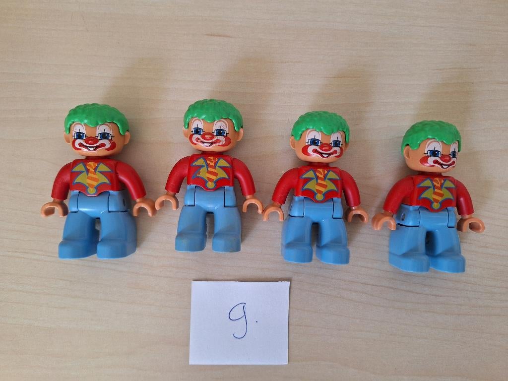 * Duplo: 4 Clownen poppetjes, pop, popjes *, Ophalen of Verzenden, Gebruikt, Losse stenen, Duplo