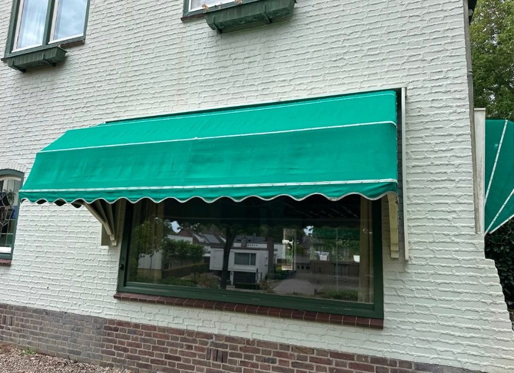 Groen markies zonnescherm, gebruikt, Tuin en Terras, Zonneschermen, Ophalen, Gebruikt, 150 tot 300 cm, Markies