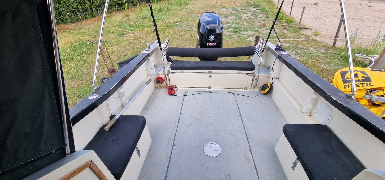 Suzuki DF150 pk 4t snelle familie cruiser/sportvisboot + tra, Gebruikt, 1.90 meter, Zonnedek, Buitenboordmotor