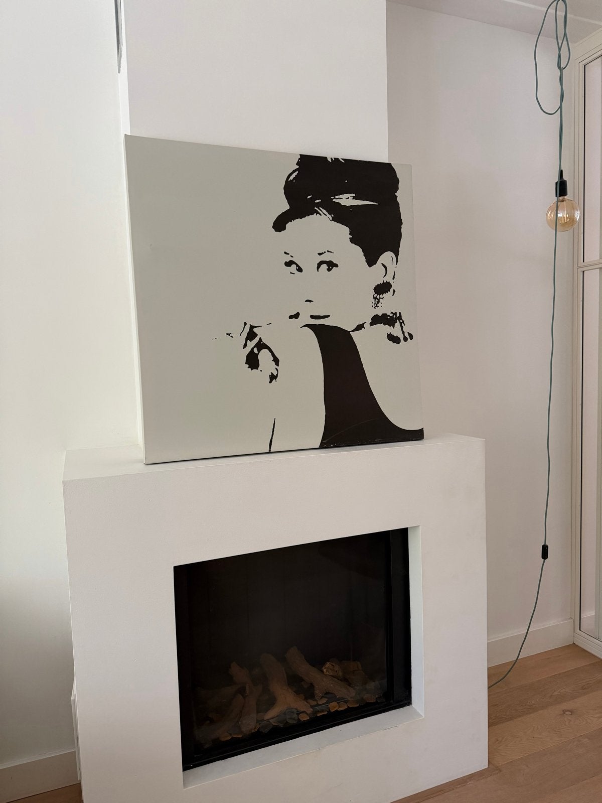 Stijlvol Schilderij Audrey Hepburn - Zwart-wit Canvas, Ophalen, Film, Print, Op houten frame