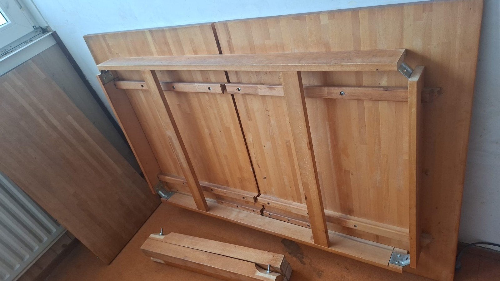 Houten eettafel - 100x155/210 cm - uitschuifbaar, Ophalen, Gebruikt, 100 tot 150 cm, Vijf personen of meer