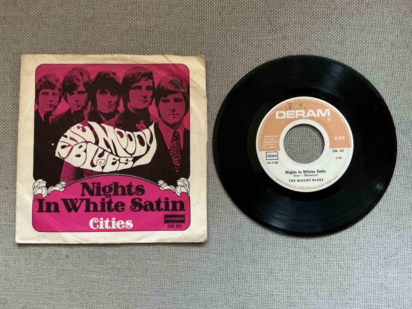 The Moody Blues single vinyl. Nights in white satin., Ophalen of Verzenden, Gebruikt, Pop