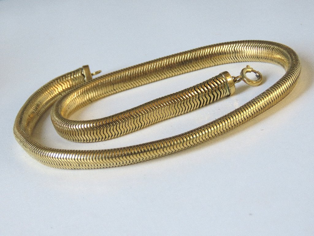 Vintage Doublé Slangenketting - "Amerik", Ophalen of Verzenden, Gebruikt, Goud, Overige materialen