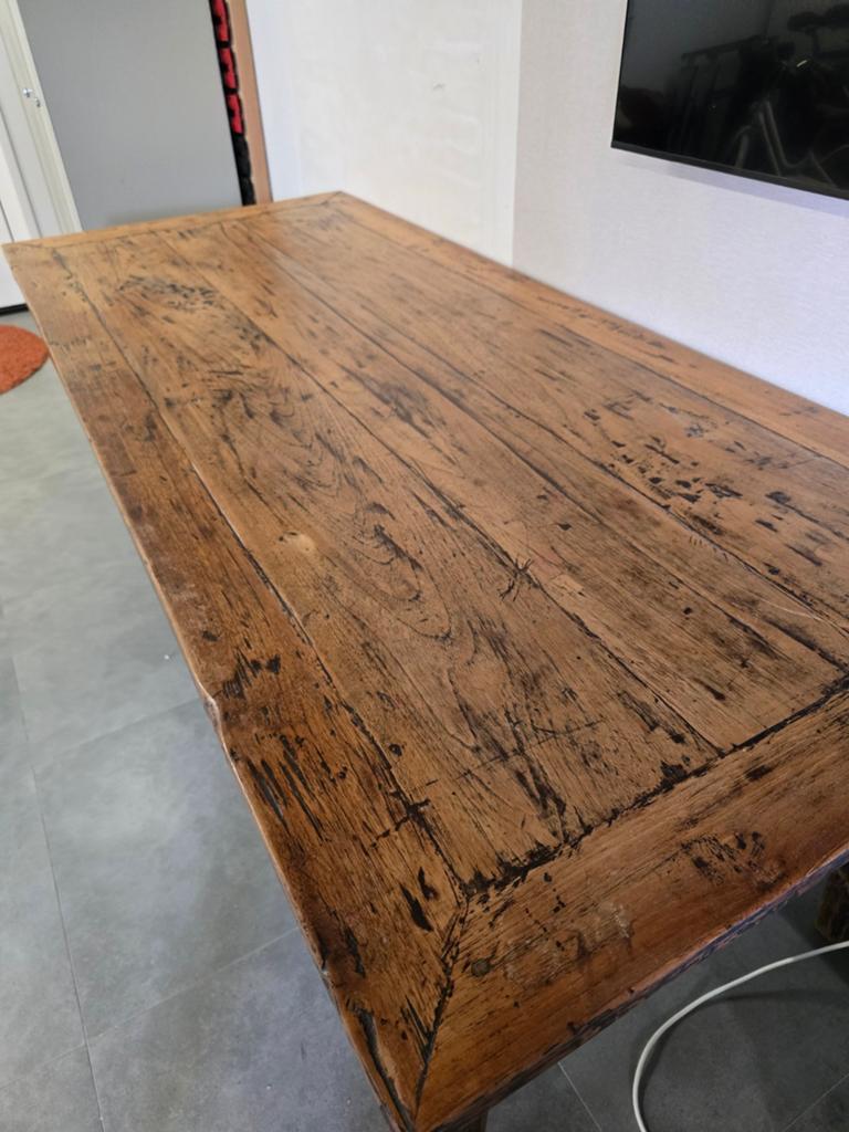 Antieke Franse eiken boerentafel | 210 x 91 cm |, Huis en Inrichting, Tafels | Eettafels, Gebruikt, Eikenhout, 200 cm of meer