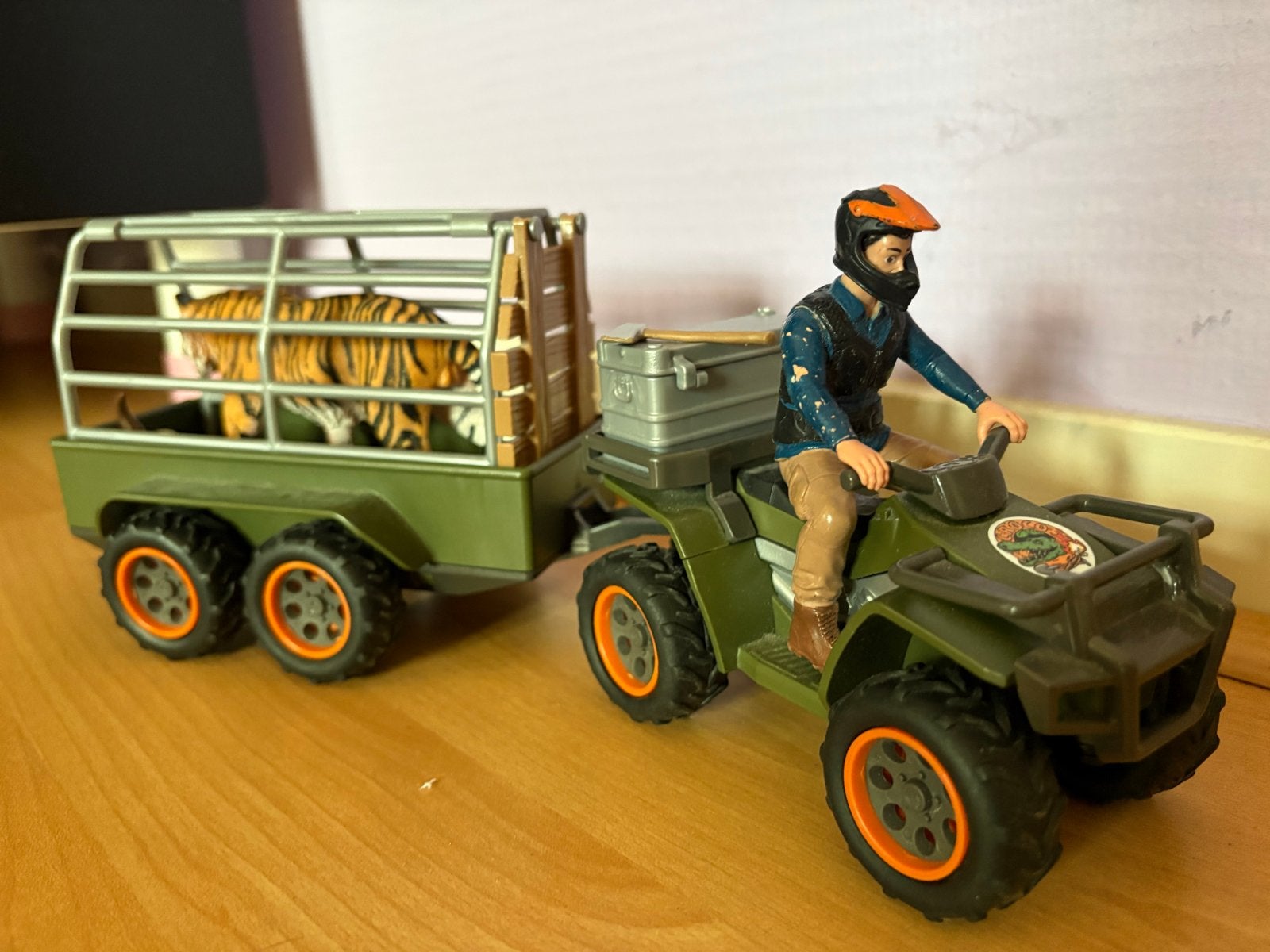 Schleich Quad met aanhanger en tijger, Ophalen of Verzenden, Zo goed als nieuw