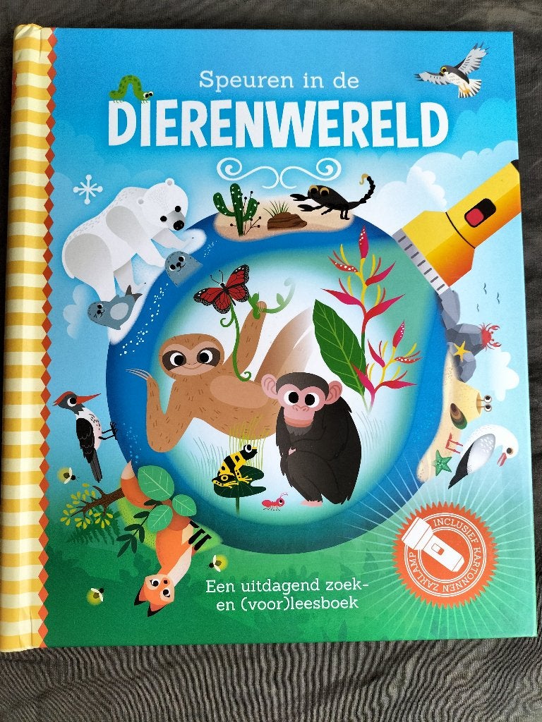Speuren in de dierenwereld / zoek- en voorleesboek + zaklamp, Boeken, Ophalen of Verzenden, Zo goed als nieuw, 3 tot 4 jaar