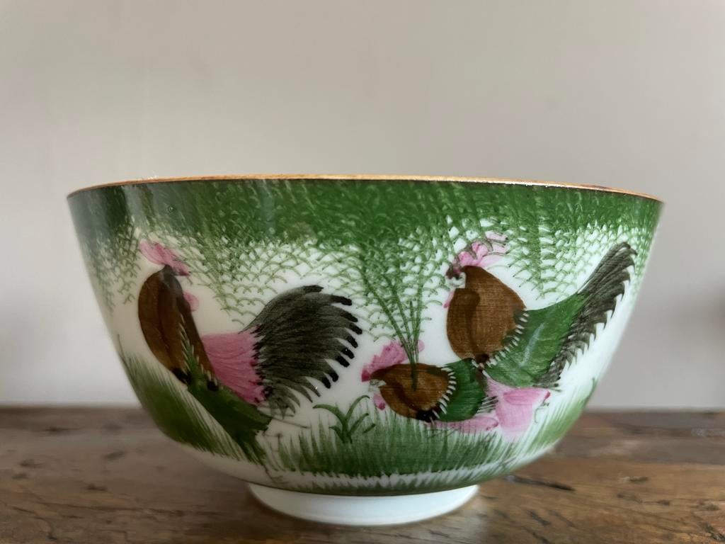 Set van 2 Chinese porseleinen kommen met kip &haan, Antiek en Kunst, Antiek | Schalen, Ophalen of Verzenden