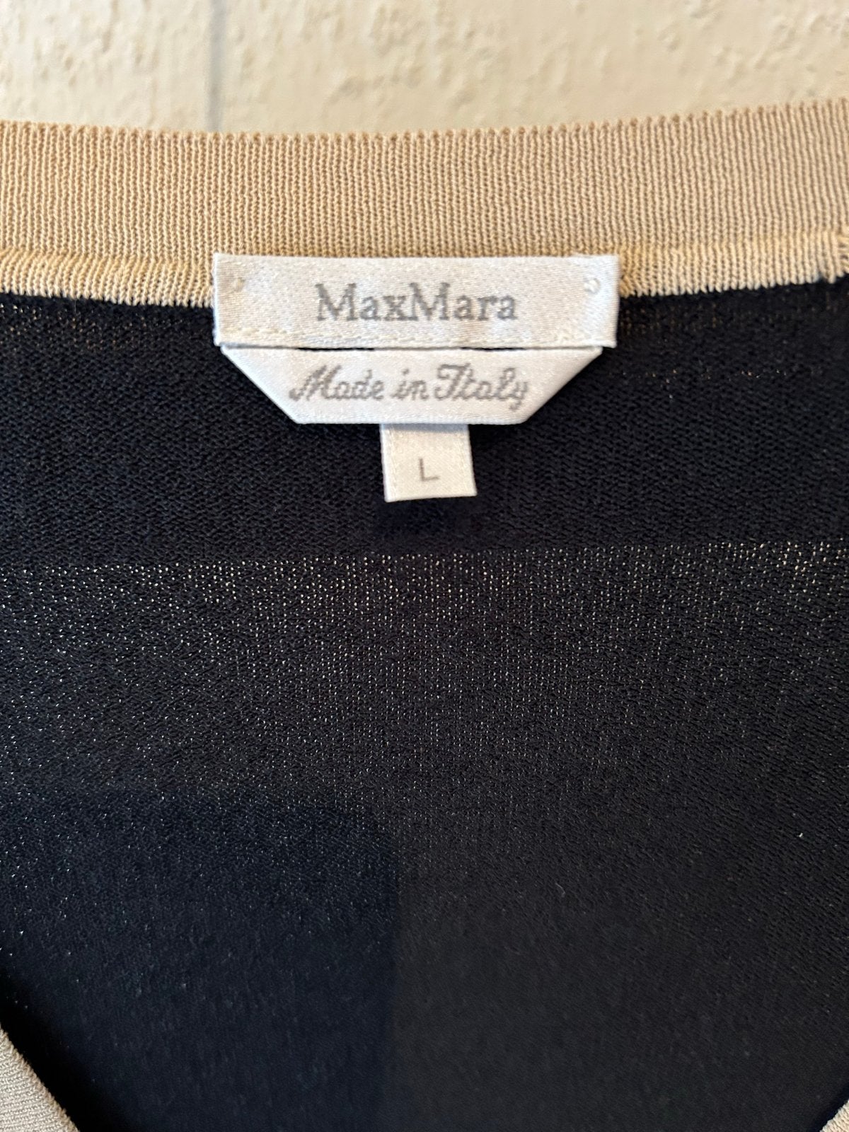 MaxMara vest zwart met beige accenten - Maat L, Kleding | Dames, Ophalen of Verzenden, Zo goed als nieuw, Maat 42/44 (L), Zwart