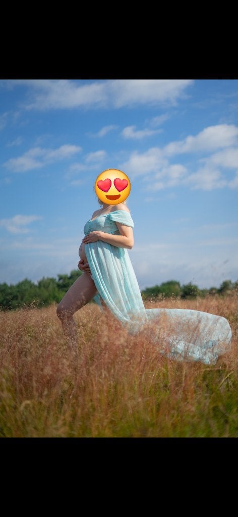 Zwangerschap fotoshoot jurk, Blauw, Zo goed als nieuw, Onder de knie, Ophalen