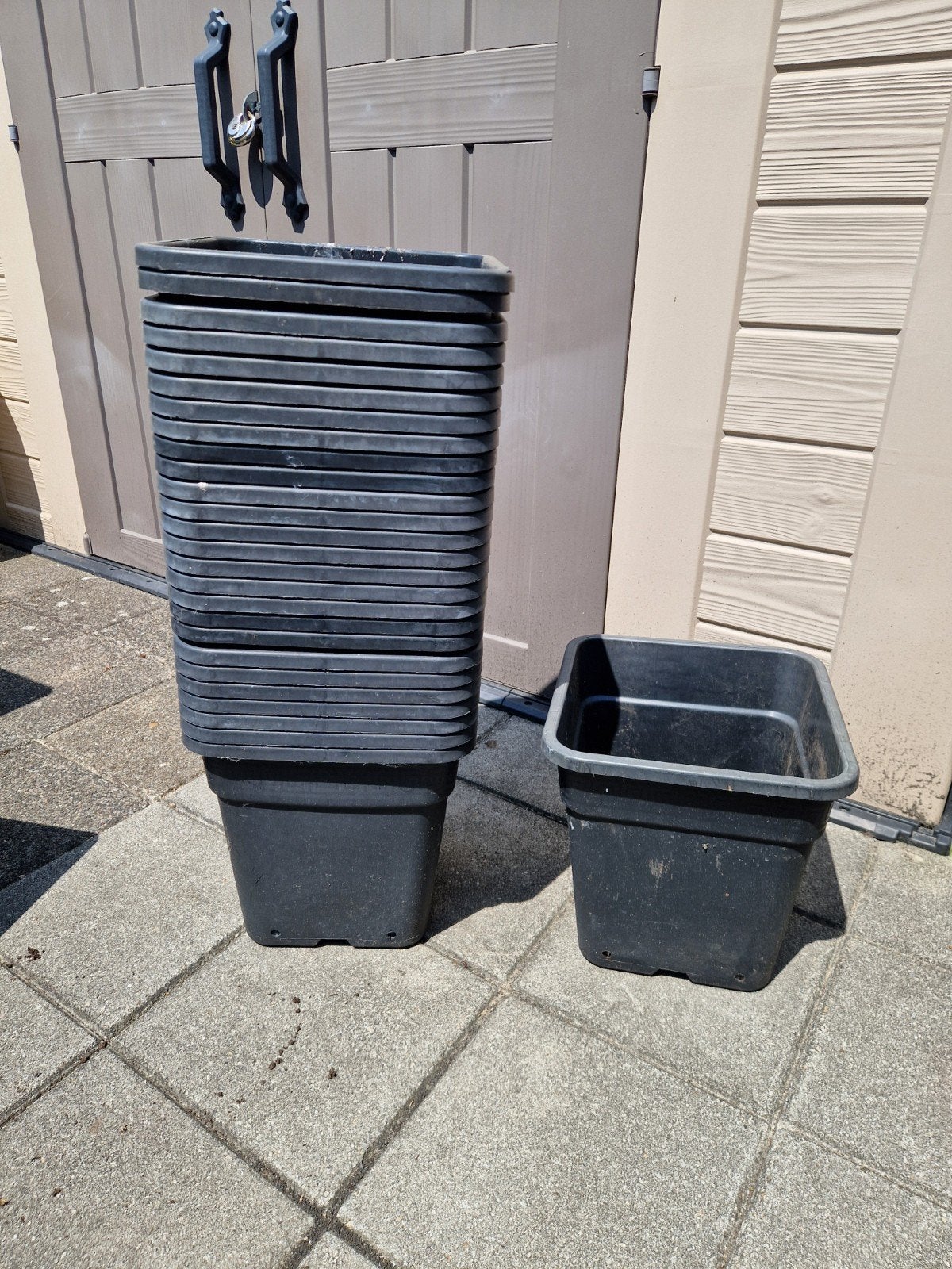 Zwarte plantenpotten, diverse maten, gebruikt maar heel, Ophalen, Kunststof, Gebruikt, Minder dan 30 cm